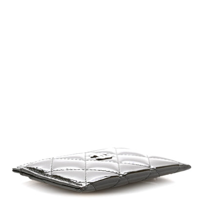 Patent Quilted Card Holder Dark Grey