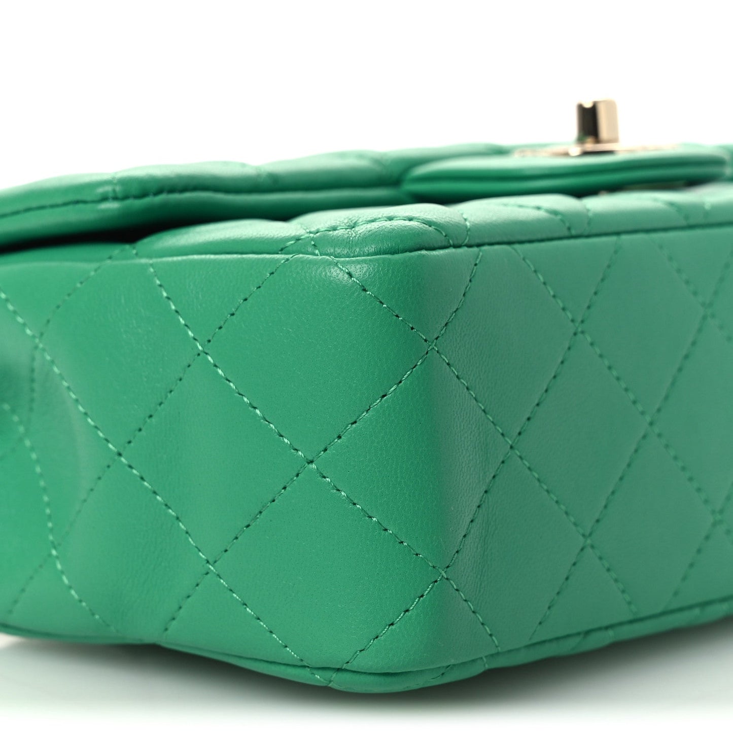 Lambskin Quilted Mini Rectangular Flap Green