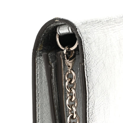 Metallic Crinkled Calfskin Belle de Jour Chain Clutch Silver