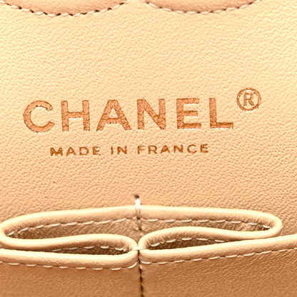 Caviar Quilted Small Double Flap Beige