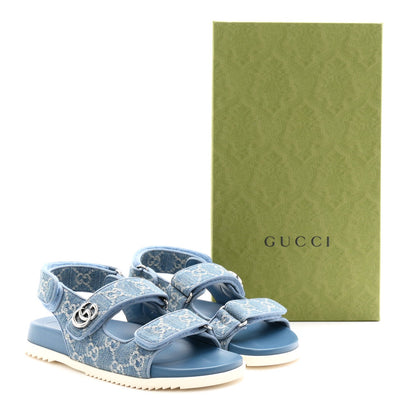 New Denim Delave GG Monogram Womens Dad Sandals 37 Light Blue Avion