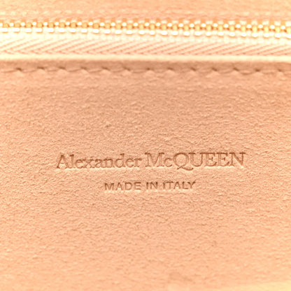 Alexander McQueen Calfskin Crocodile Embossed Knuckle Flat Clutch Black Gold