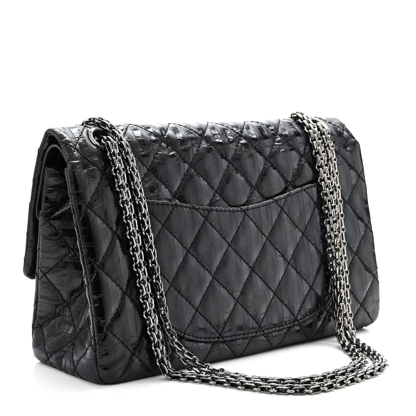 Metallic Calfskin Striped 2.55 Reissue 226 Flap Black