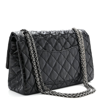 Metallic Calfskin Striped 2.55 Reissue 226 Flap Black
