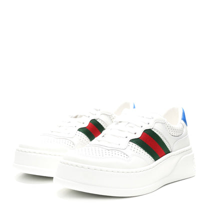 Calfskin Web Perforated Womens Platform 55mm Sneakers 36 White Bright Splash
