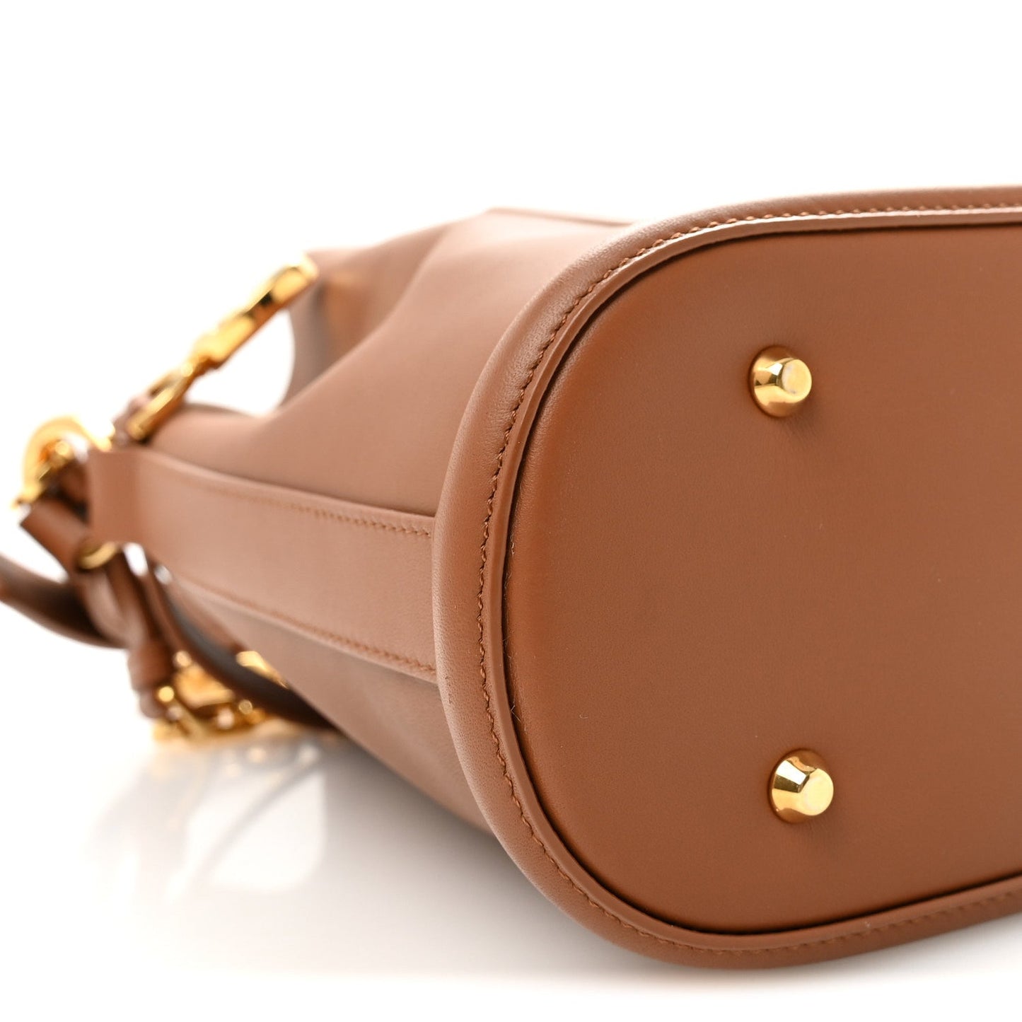 Calfskin CD Embossed Medium C'est Chain Bucket Bag Golden Saddle