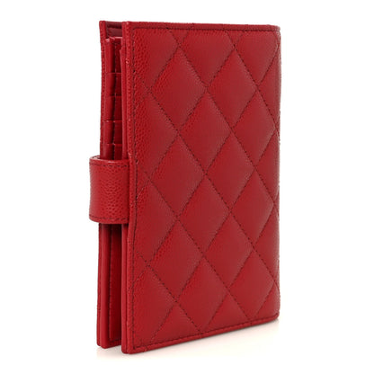 Caviar Quilted Passport Holder Red