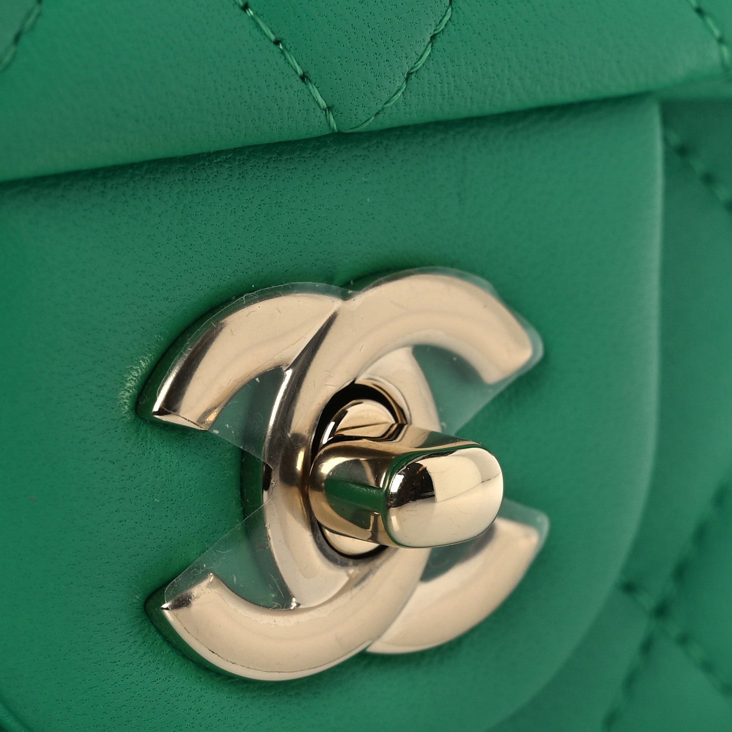 Lambskin Quilted Mini Rectangular Flap Green
