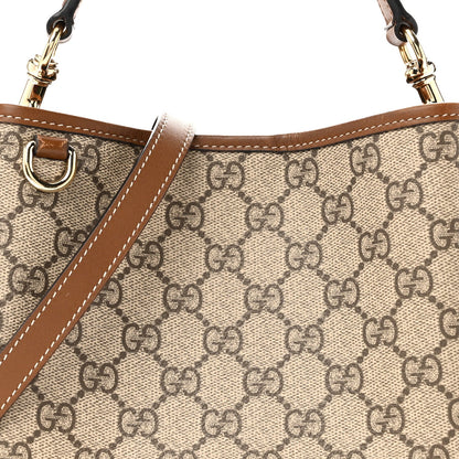 GG Supreme Monogram Emblem Small Shoulder Bag Beige Ebony Sundial