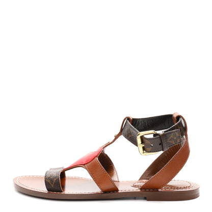 Calfskin Game On Playful Flat Sandals 37.5 Brown