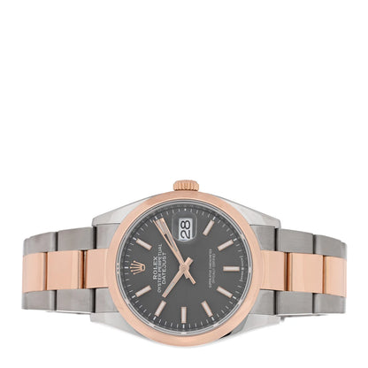 Rolex Stainless Steel 18K Everose Gold 36mm Oyster Perpetual Datejust Watch Slate 126201