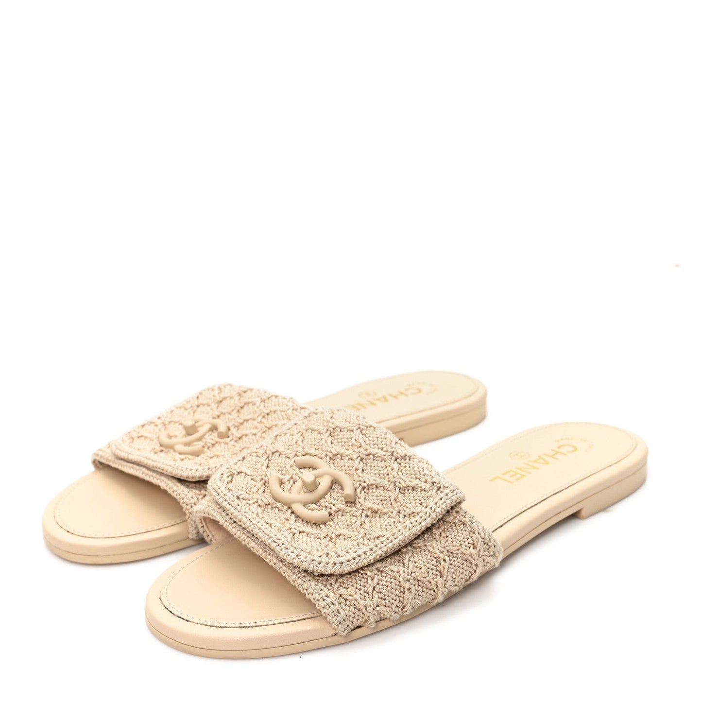 Crochet CC Mules Sandals 38.5 Beige