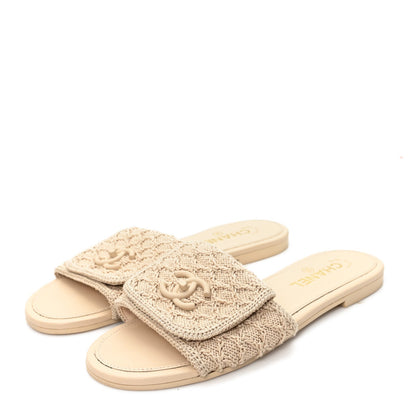 Crochet CC Mules Sandals 38.5 Beige