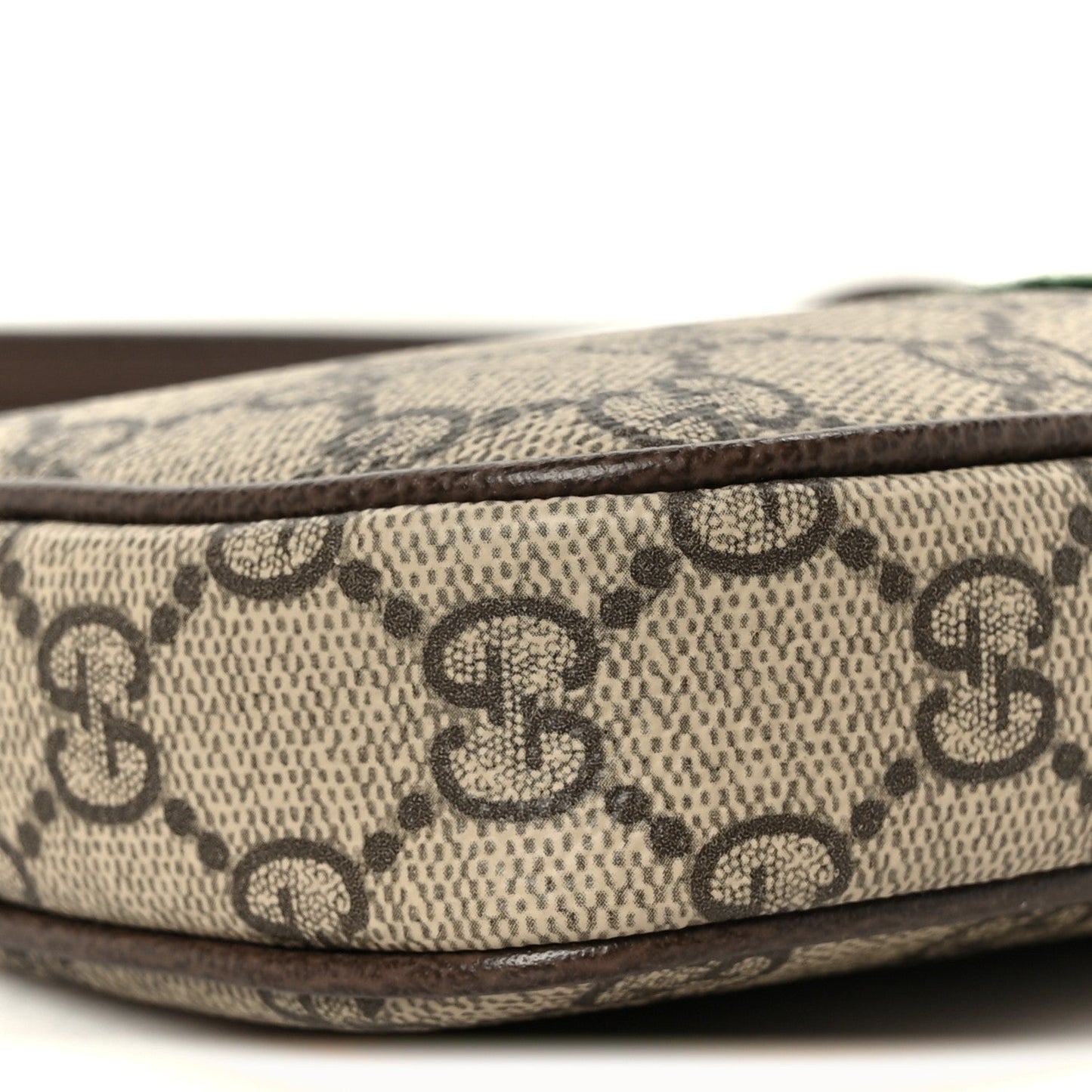 GG Supreme Monogram Textured Dollar Calfskin Web Mini Ophidia Shoulder Bag Beige Ebony New Acero