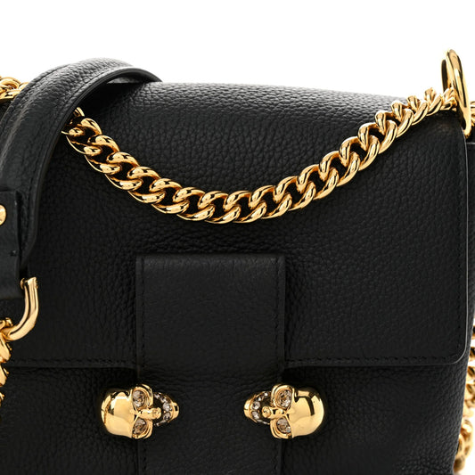 Alexander McQueen Calfskin Small Twin Skull Chain Crossbody Black