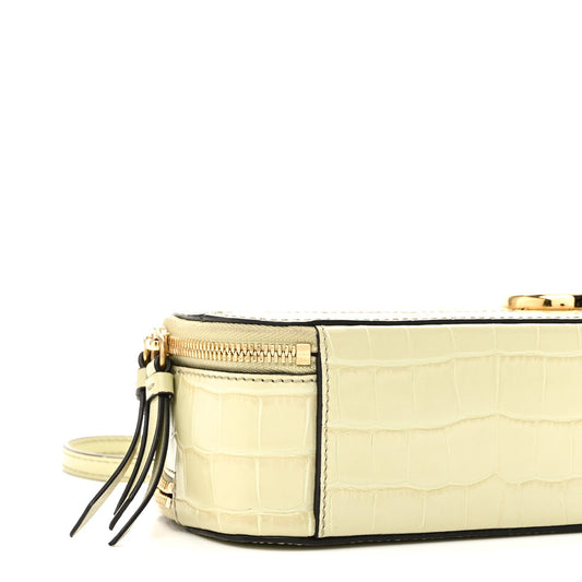 Calfskin Crocodile Embossed Mini C Vanity Bag Light Eucalyptus