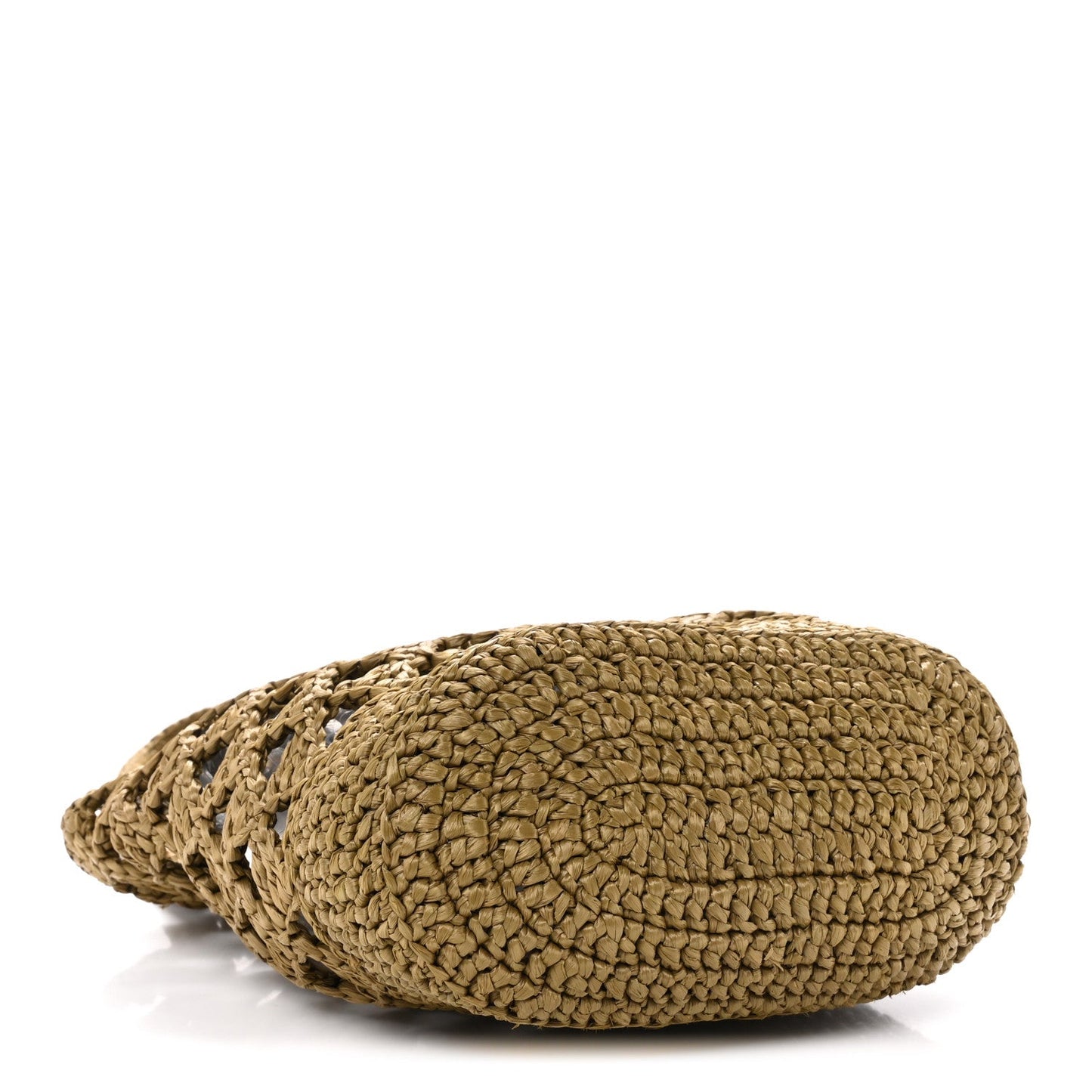 Yarn Raffia Effect Crochet Embroidered Mini Logo Tote Oliva