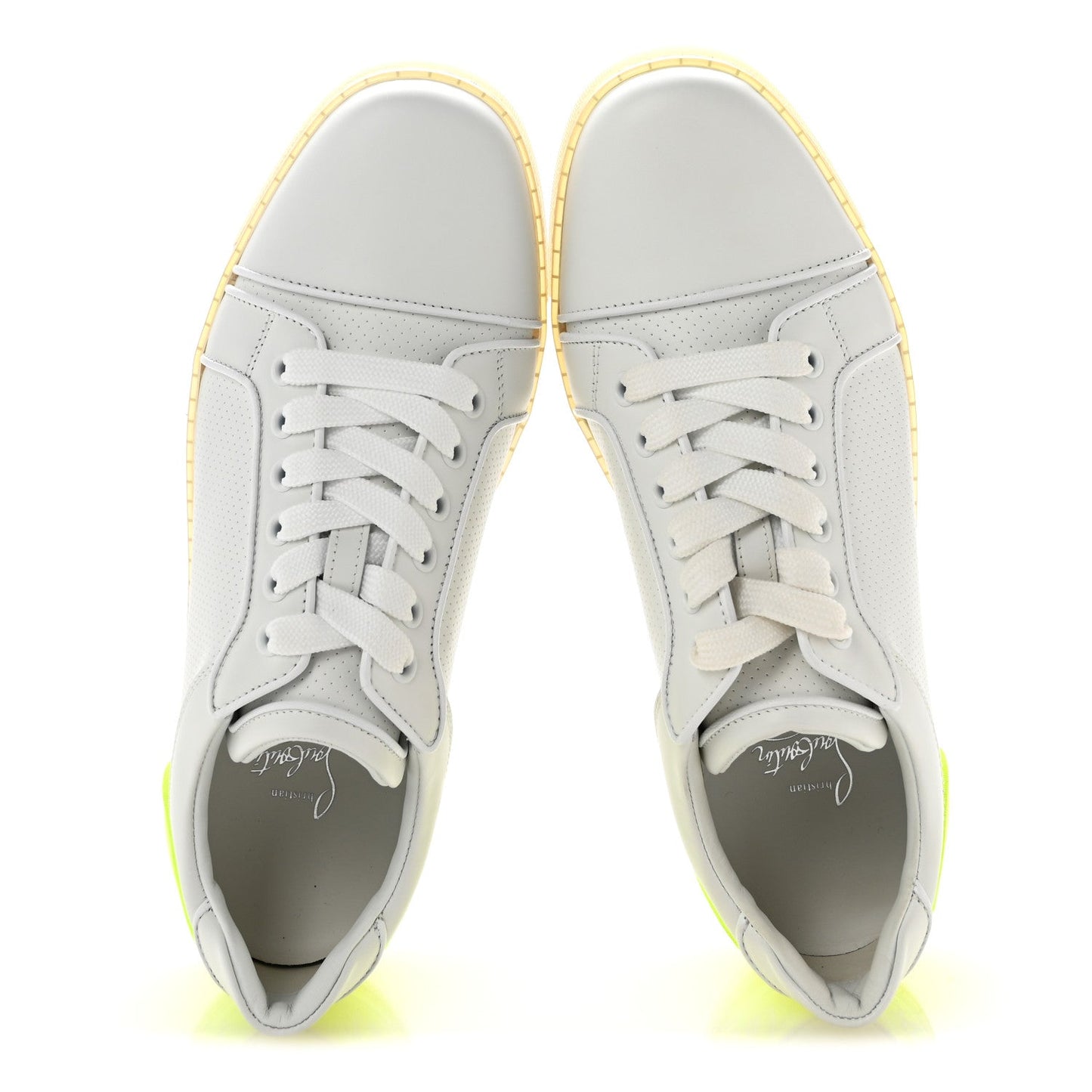 Calfskin Perforated Nappa Womens Fun Vieira Orlato Flat Sneakers 39 Bianco Fluo Yellow