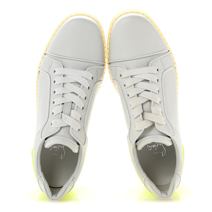 Calfskin Perforated Nappa Womens Fun Vieira Orlato Flat Sneakers 39 Bianco Fluo Yellow