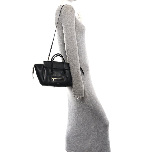 Supple Shiny Lambskin Little New Luggage Black