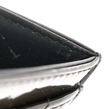 Patent Quilted Card Holder Dark Grey