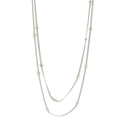 Metal CC Long Chain Necklace Silver