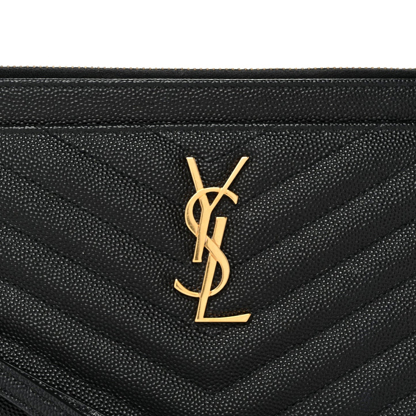 Grain De Poudre Chevron Monogram Large Bill Pouch Black