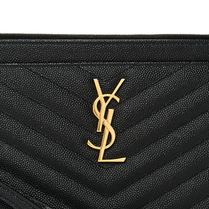 Grain De Poudre Chevron Monogram Large Bill Pouch Black