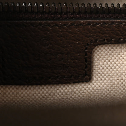 GG Supreme Monogram Textured Dollar Calfskin Web Medium Ophidia Tote Bag Beige Ebony