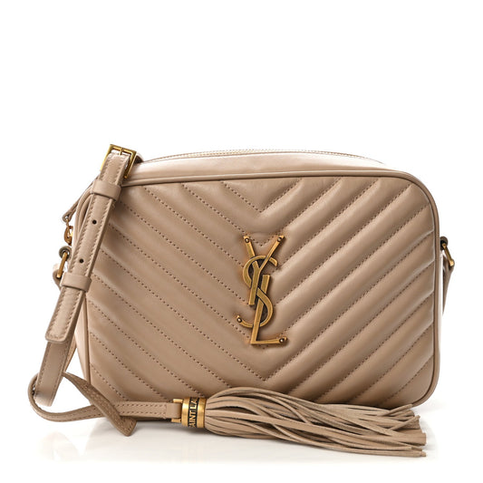 Calfskin Matelasse Monogram Lou Camera Bag Dark Beige