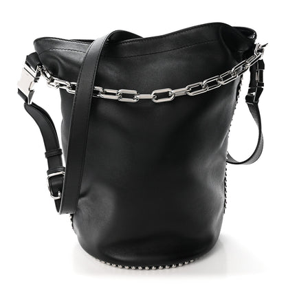 Lambskin Attica Chain Dry Sack Bucket Bag Black