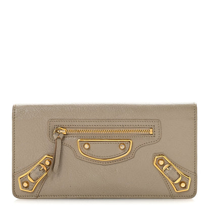 Chevre Gold Metallic Edge Hardware Money Wallet Rose de Sables