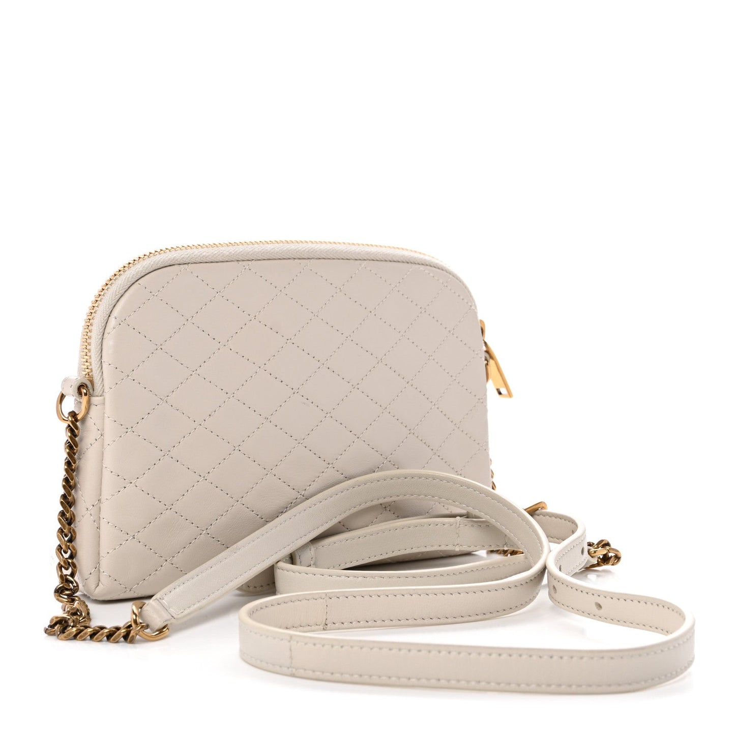 Lambskin Quilted Gaby Zipped Pouch Crema Soft