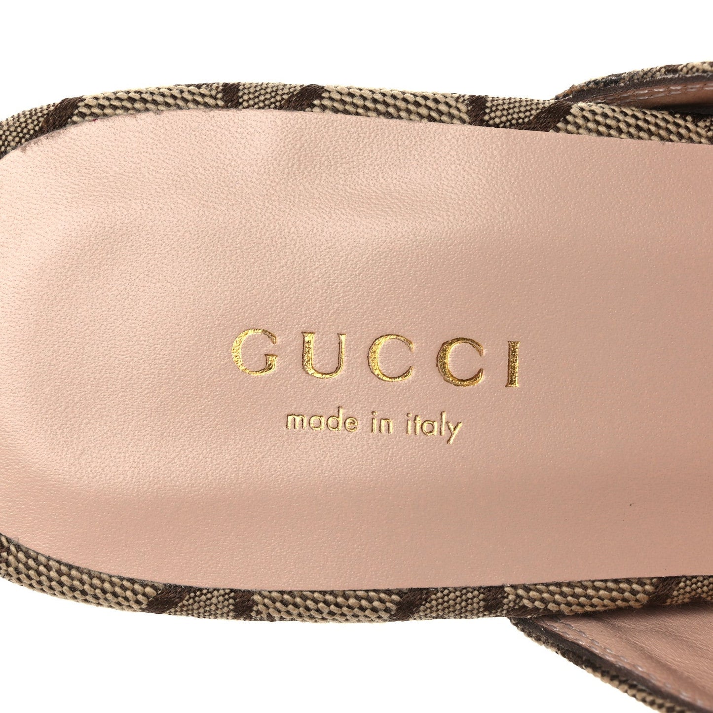 Crystal Canvas GG Monogram Nappa Womens Princetown Slippers 37.5 Beige Ebony New Acero
