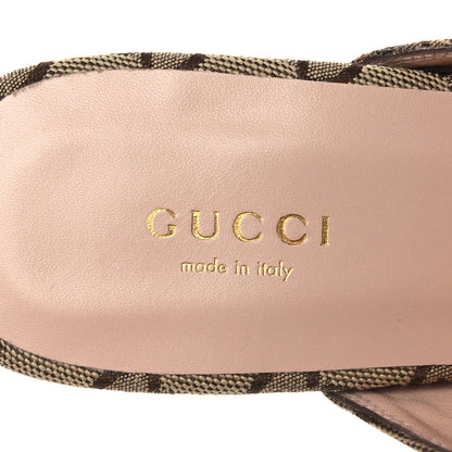 Crystal Canvas GG Monogram Nappa Womens Princetown Slippers 37.5 Beige Ebony New Acero