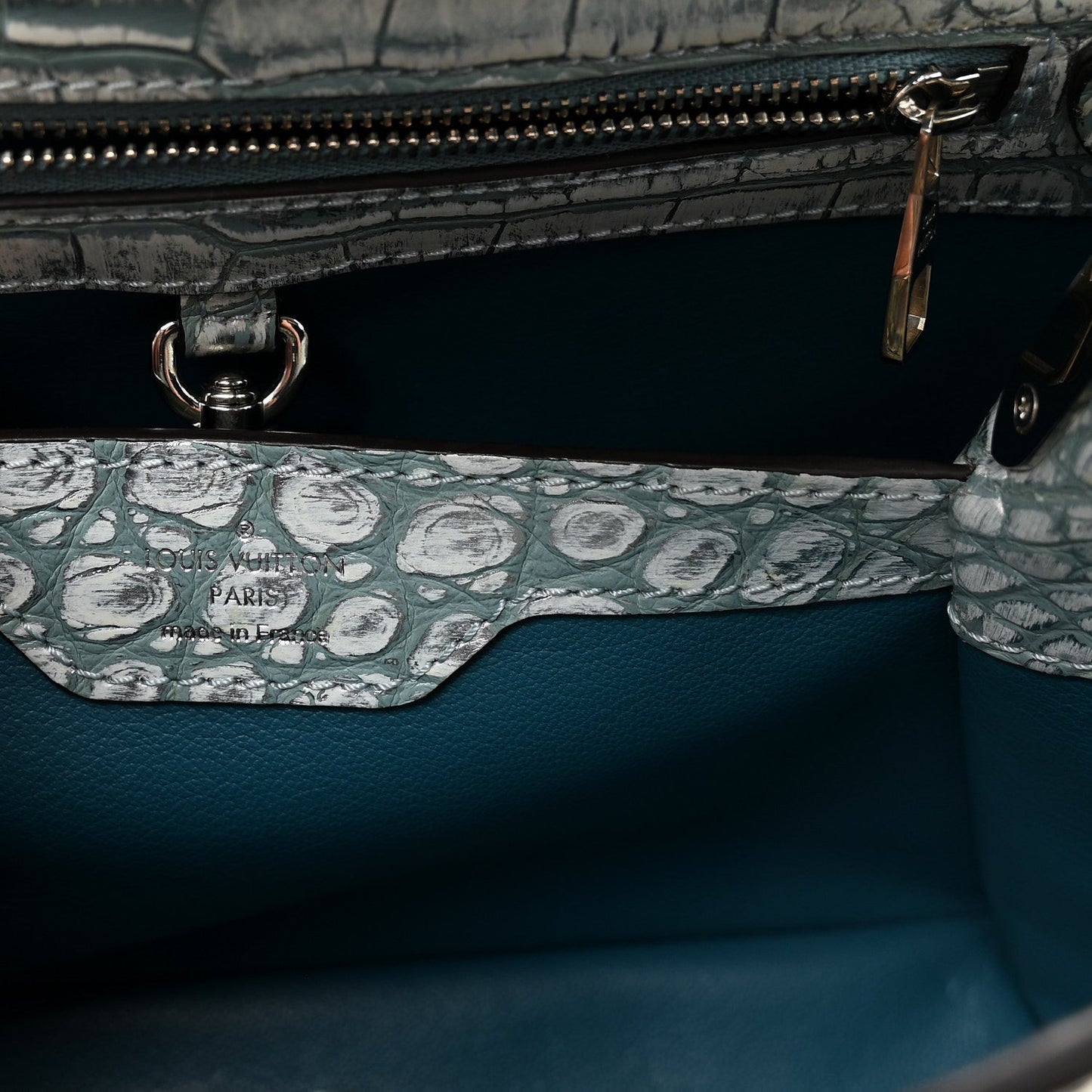 Alligator Capucines BB Blue Silver