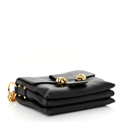 Alexander McQueen Calfskin Small Twin Skull Chain Crossbody Black