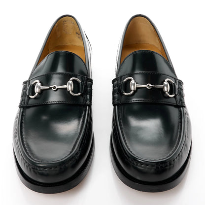 Gucci Mandala Goatskin Mens Horsebit Loafers 10 Black