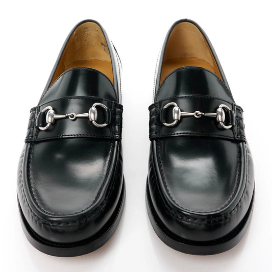 Gucci Mandala Goatskin Mens Horsebit Loafers 10 Black