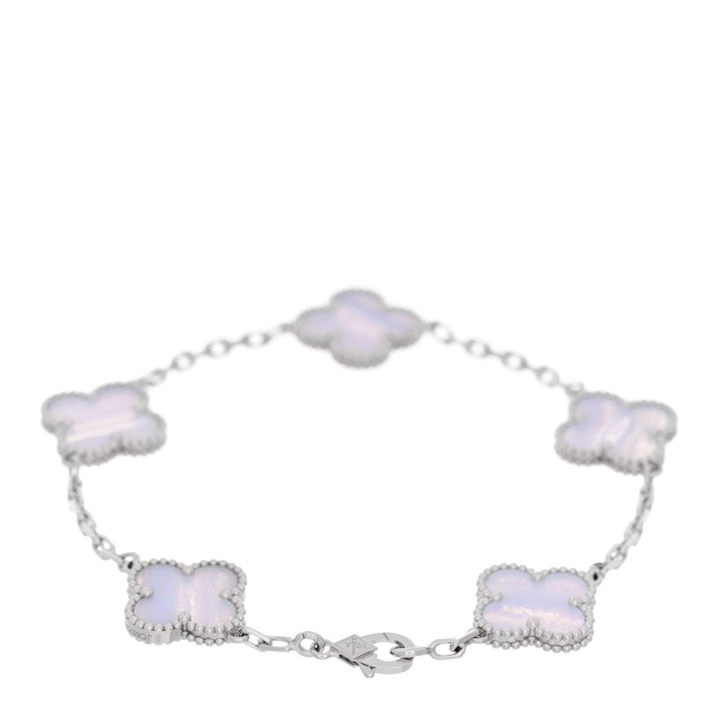 18K White Gold Chalcedony 5 Motifs Vintage Alhambra Bracelet