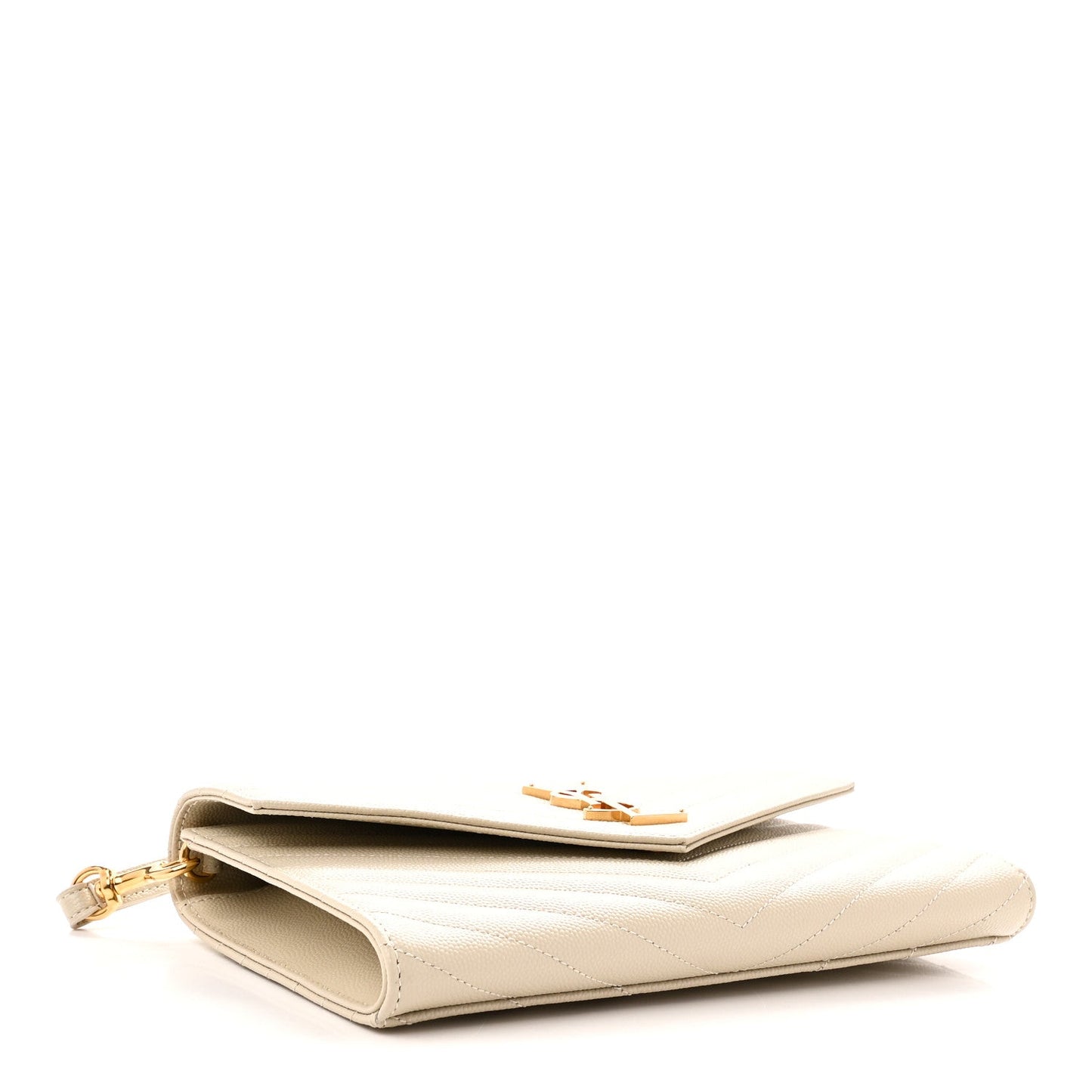 Grain De Poudre Matelasse Chevron Monogram Envelope Clutch Crema Soft