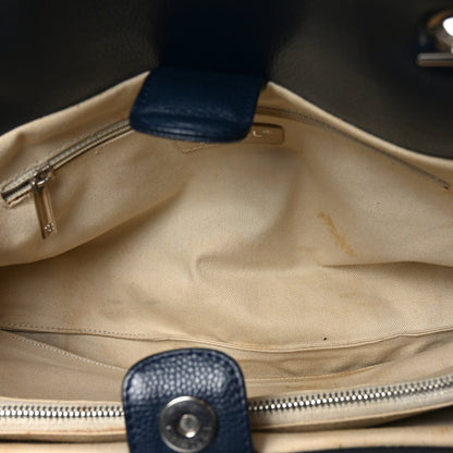Soft Caviar CC Medium Top Handle Tote Navy Blue