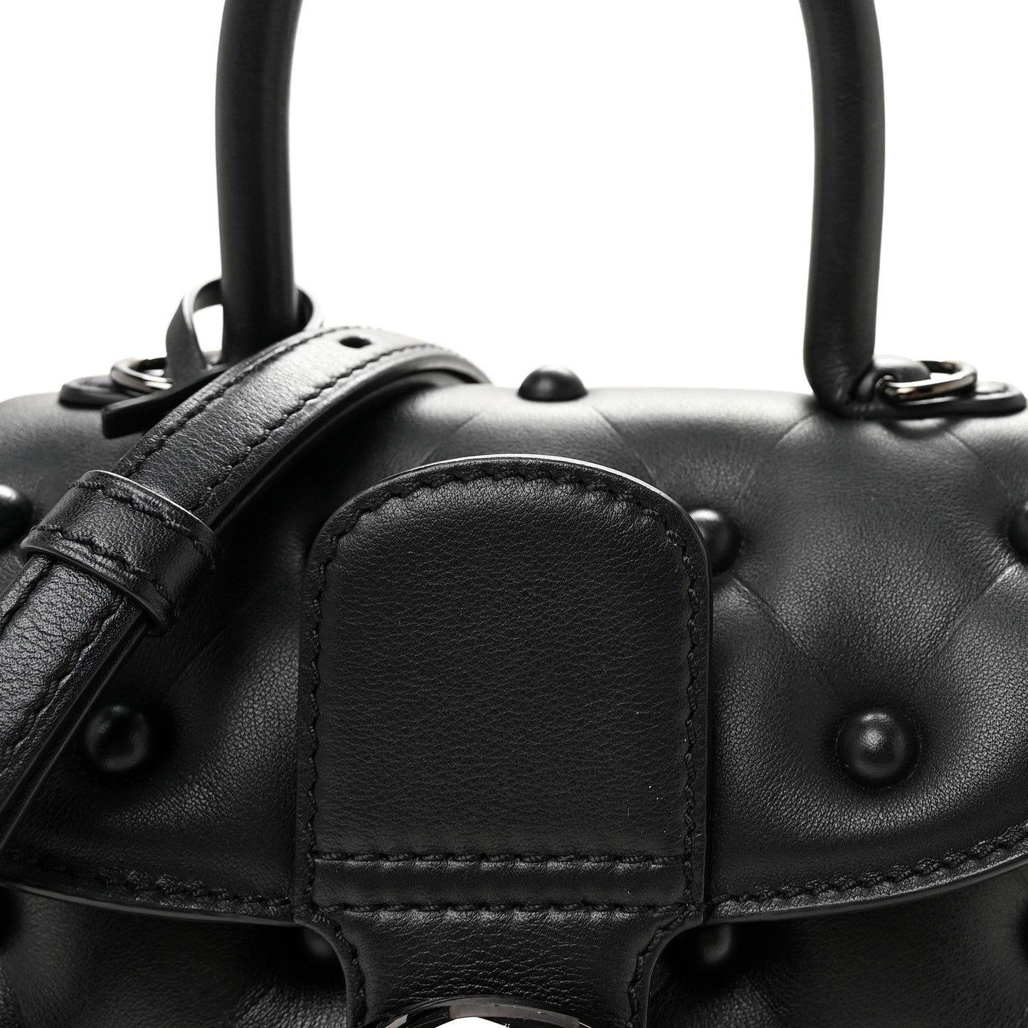 Grained Rodeo Calfskin Quilted Mini Brillant Satchel Black