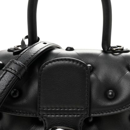 Grained Rodeo Calfskin Quilted Mini Brillant Satchel Black