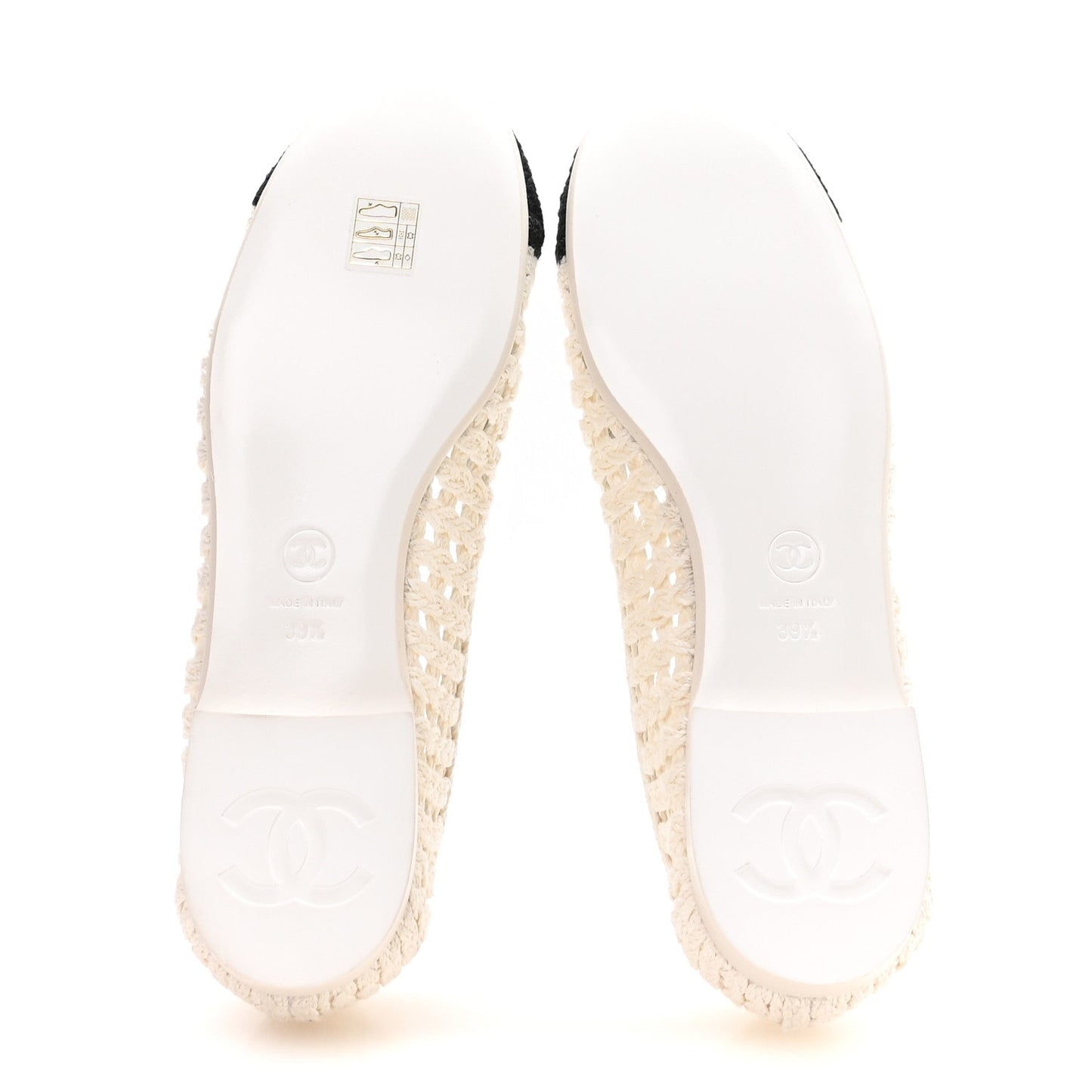 Mesh Crochet Cap Toe Ballerina Flats 39.5 White Black