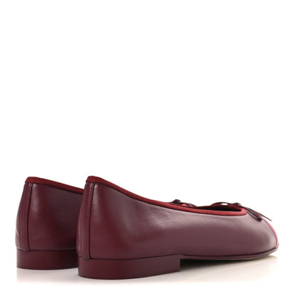 Lambskin Cap Toe CC Ballerina Flats 39 Burgundy Pink