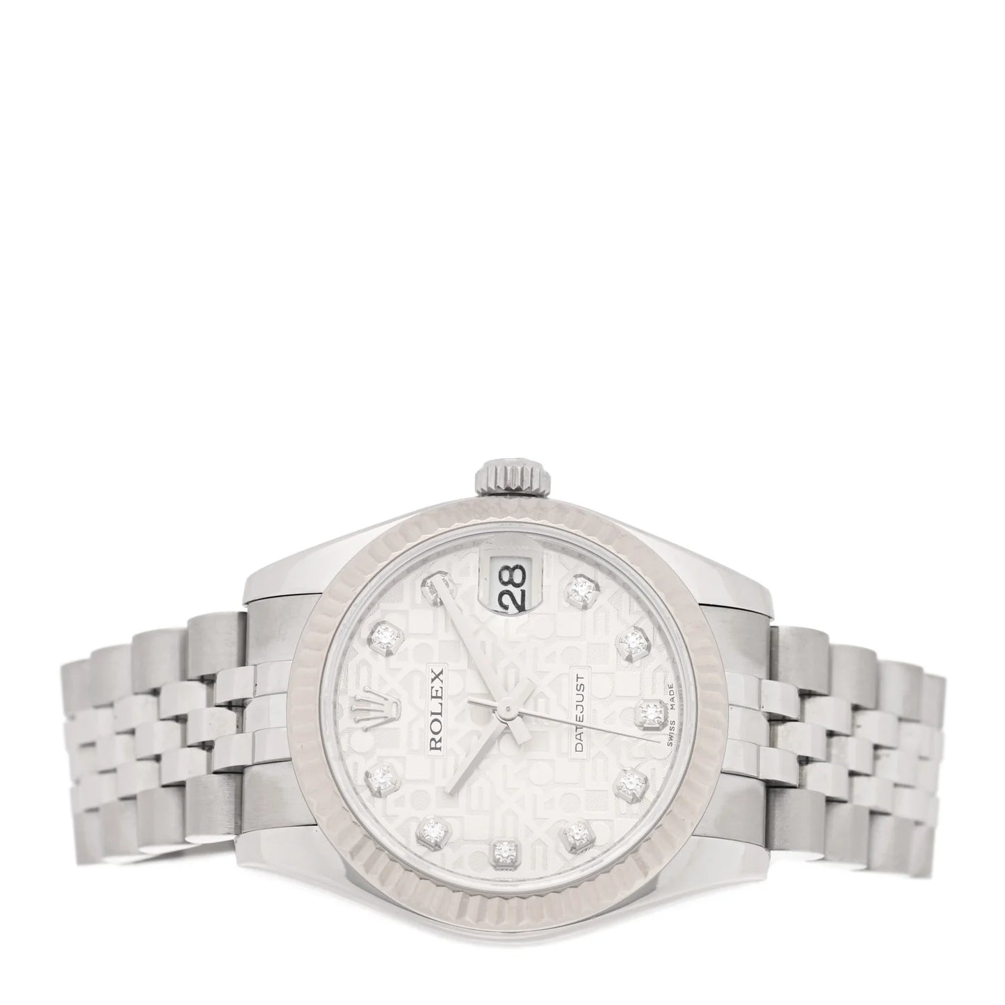 Rolex Stainless Steel 18K White Gold Diamond 31mm Oyster Perpetual Datejust Watch Silver Jubilee 178274