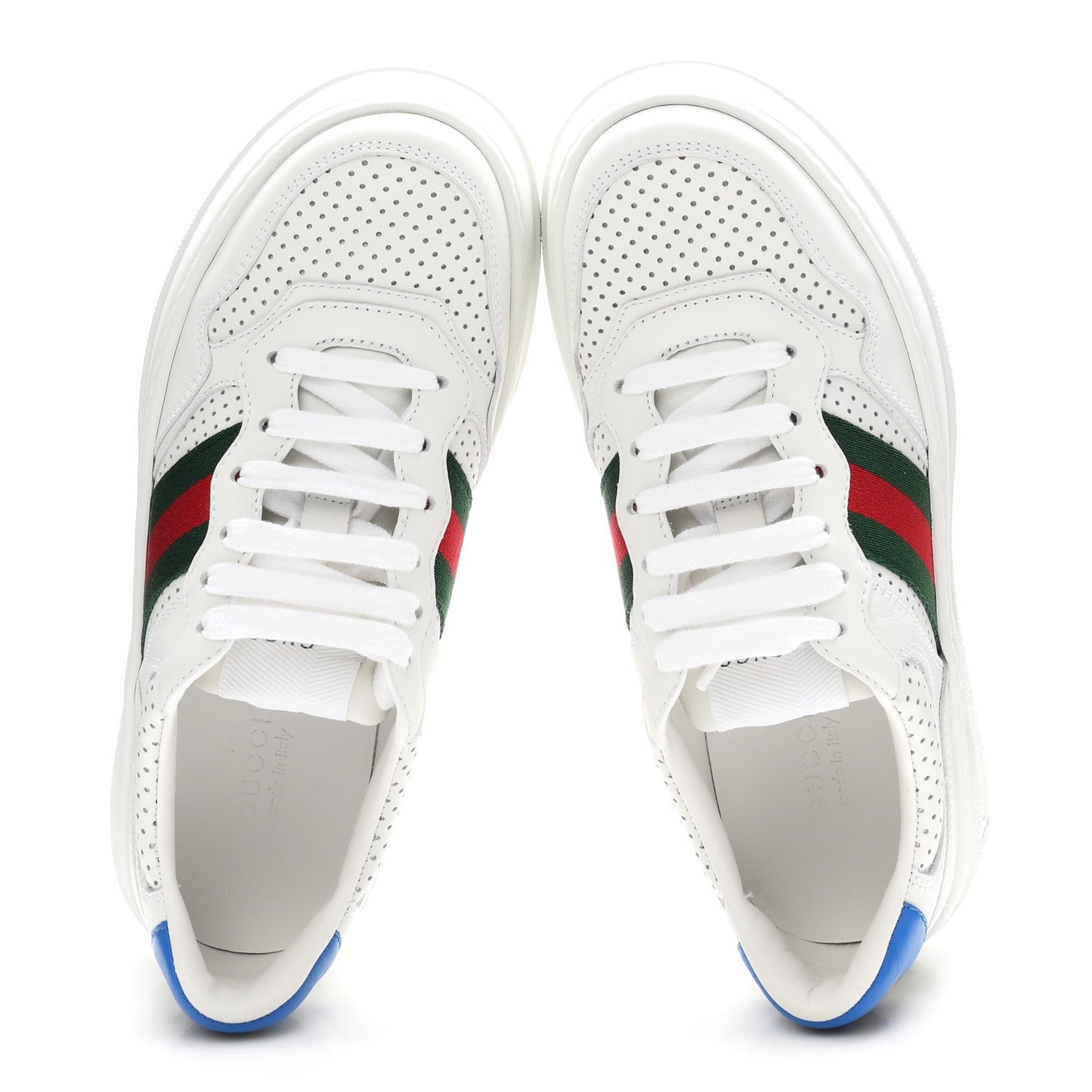 Calfskin Web Perforated Womens Platform 55mm Sneakers 36 White Bright Splash