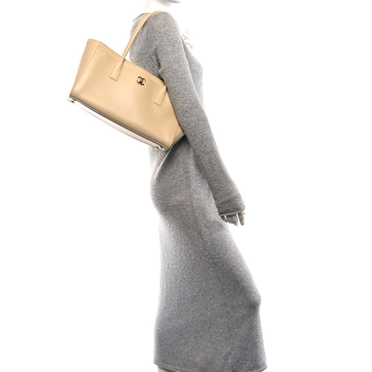 Calfskin Archetype Small Shopping Tote Beige