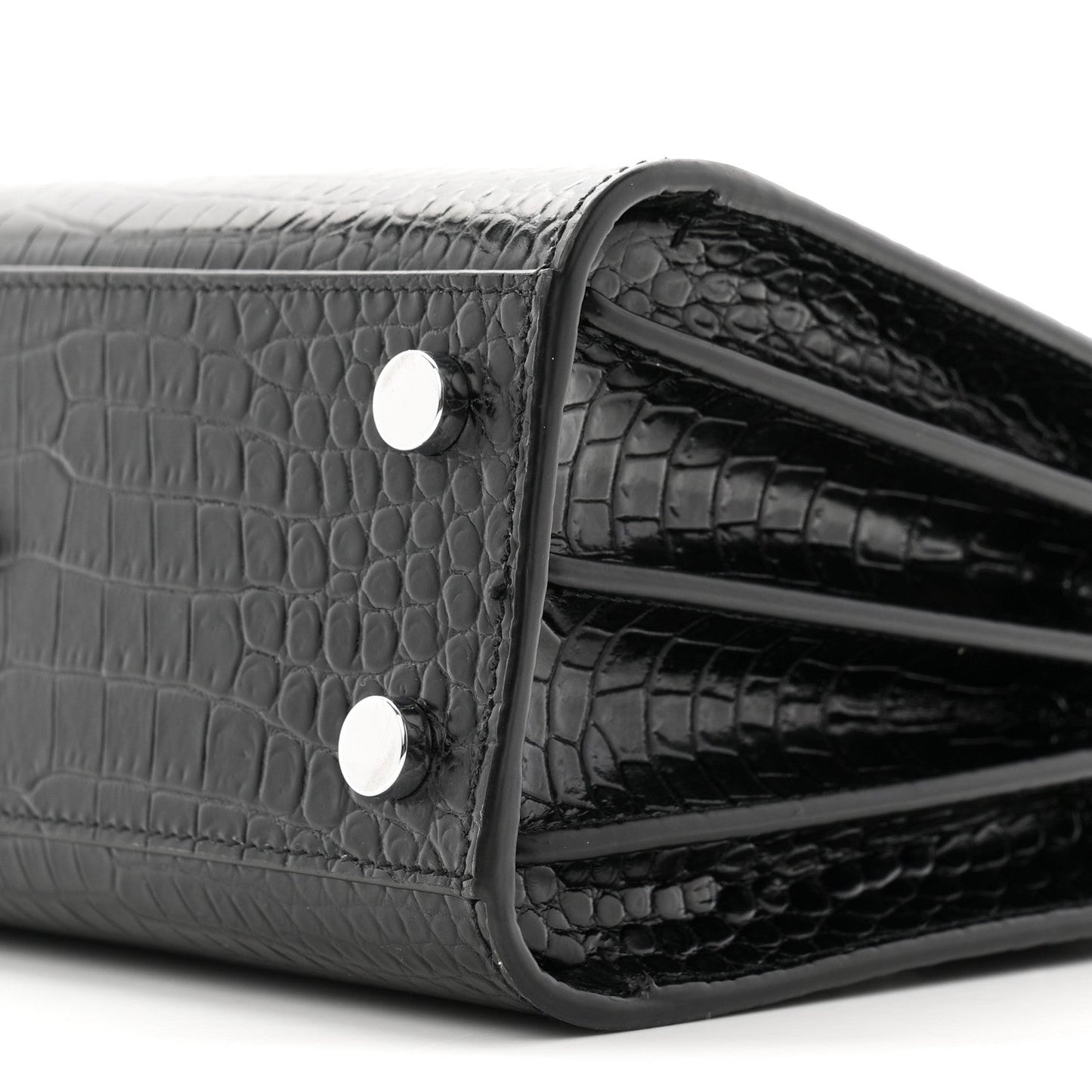 Calfskin Crocodile Embossed Nano Sac De Jour Black